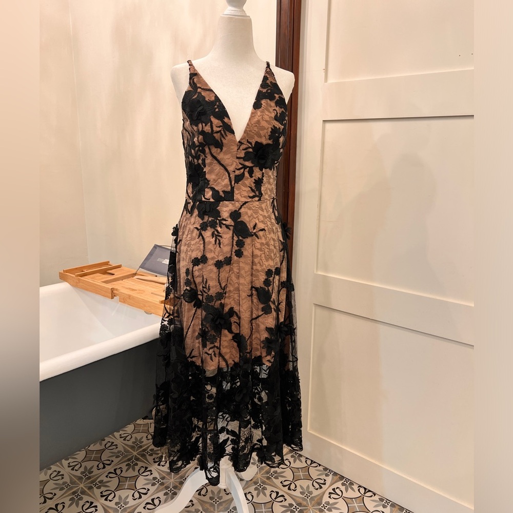 Dress the Population, Cocktail party or gala dress, Lace over Nude bodice, M